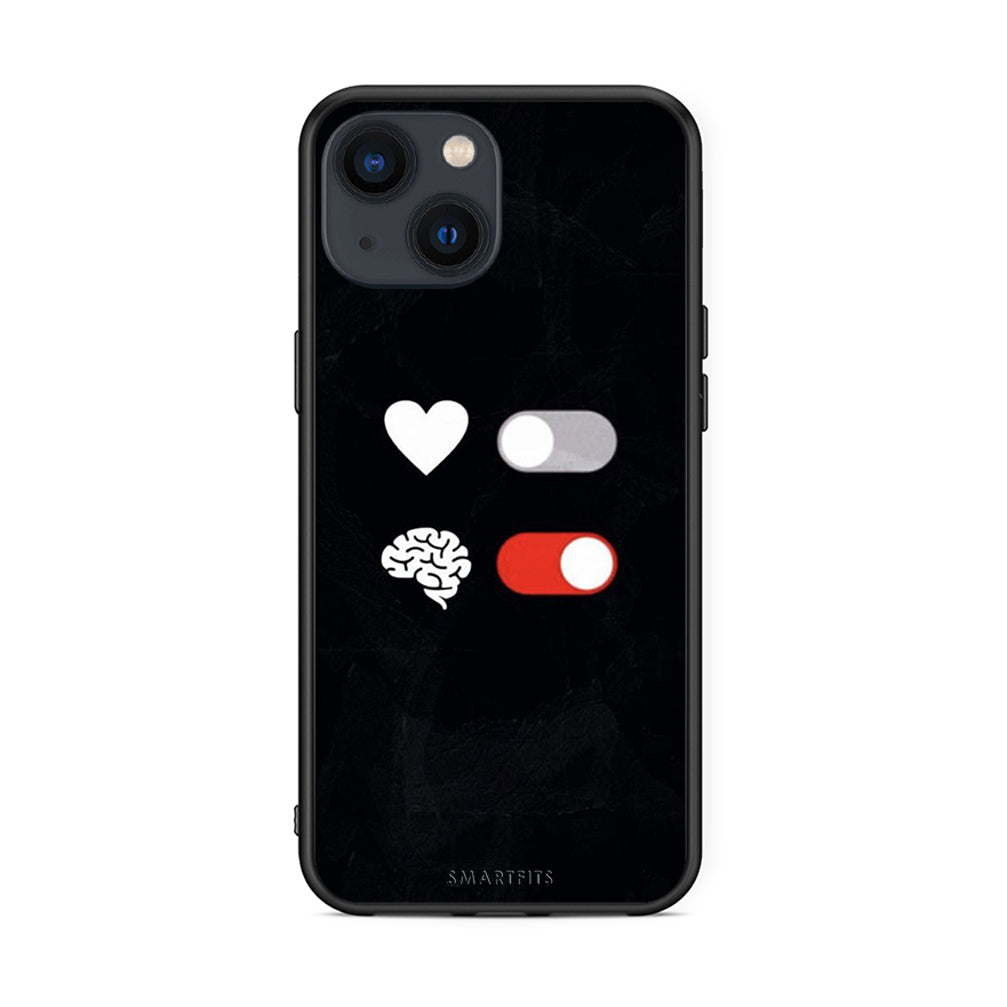 iPhone 13 Heart Vs Brain Θήκη Αγίου Βαλεντίνου από τη Smartfits με σχέδιο στο πίσω μέρος και μαύρο περίβλημα | Smartphone case with colorful back and black bezels by Smartfits