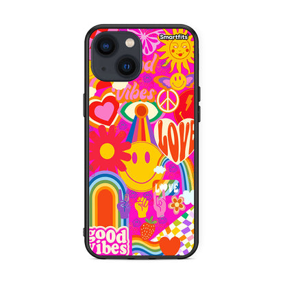 iPhone 13 Hippie Love θήκη από τη Smartfits με σχέδιο στο πίσω μέρος και μαύρο περίβλημα | Smartphone case with colorful back and black bezels by Smartfits