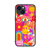 Thumbnail for iPhone 13 Hippie Love θήκη από τη Smartfits με σχέδιο στο πίσω μέρος και μαύρο περίβλημα | Smartphone case with colorful back and black bezels by Smartfits