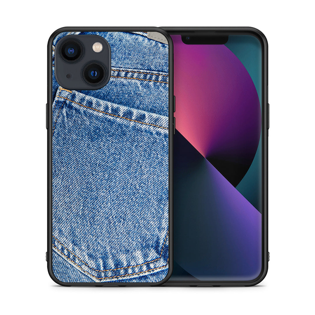 Θήκη iPhone 13 Mini Jeans Pocket από τη Smartfits με σχέδιο στο πίσω μέρος και μαύρο περίβλημα | iPhone 13 Mini Jeans Pocket case with colorful back and black bezels