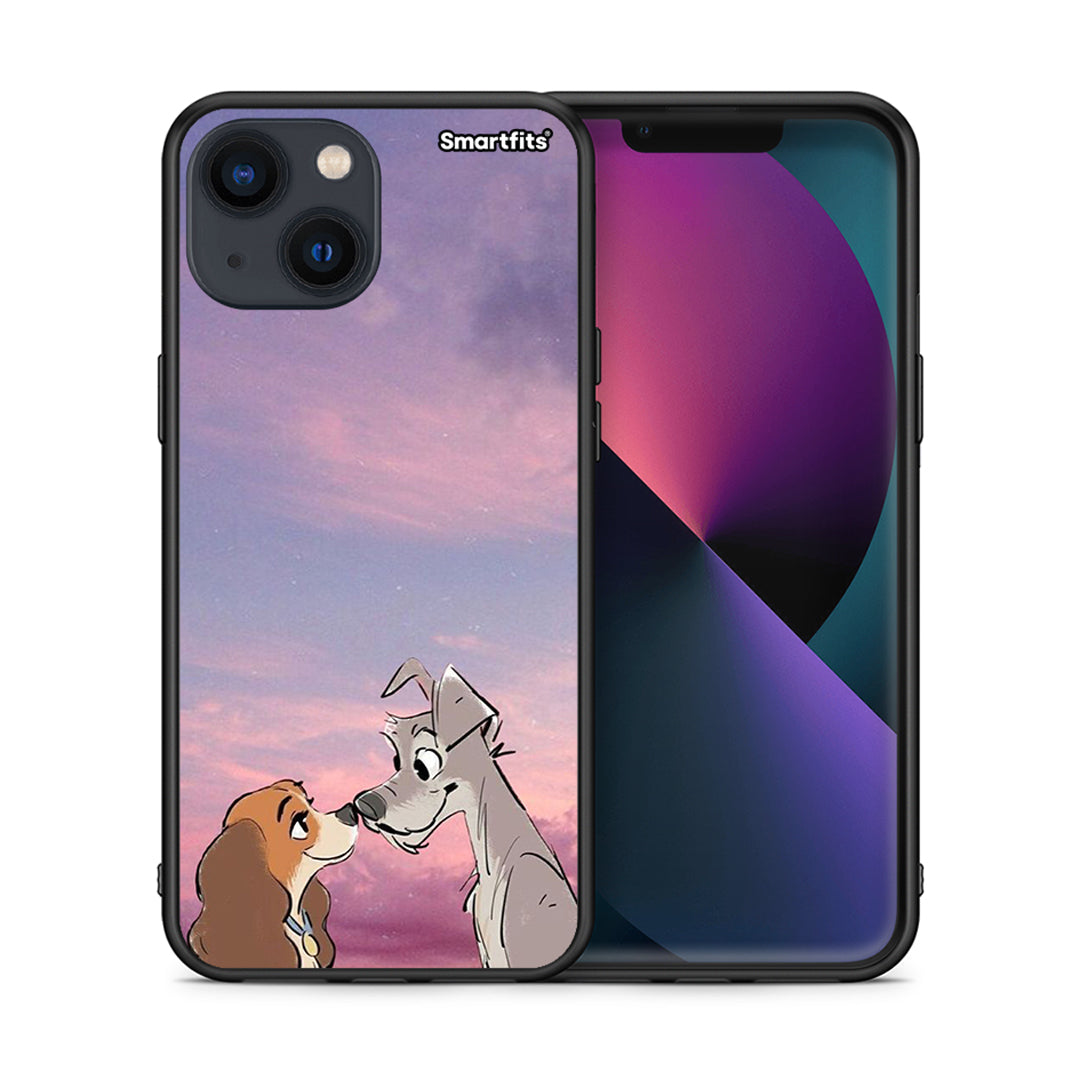 Θήκη iPhone 13 Mini Lady And Tramp από τη Smartfits με σχέδιο στο πίσω μέρος και μαύρο περίβλημα | iPhone 13 Mini Lady And Tramp case with colorful back and black bezels