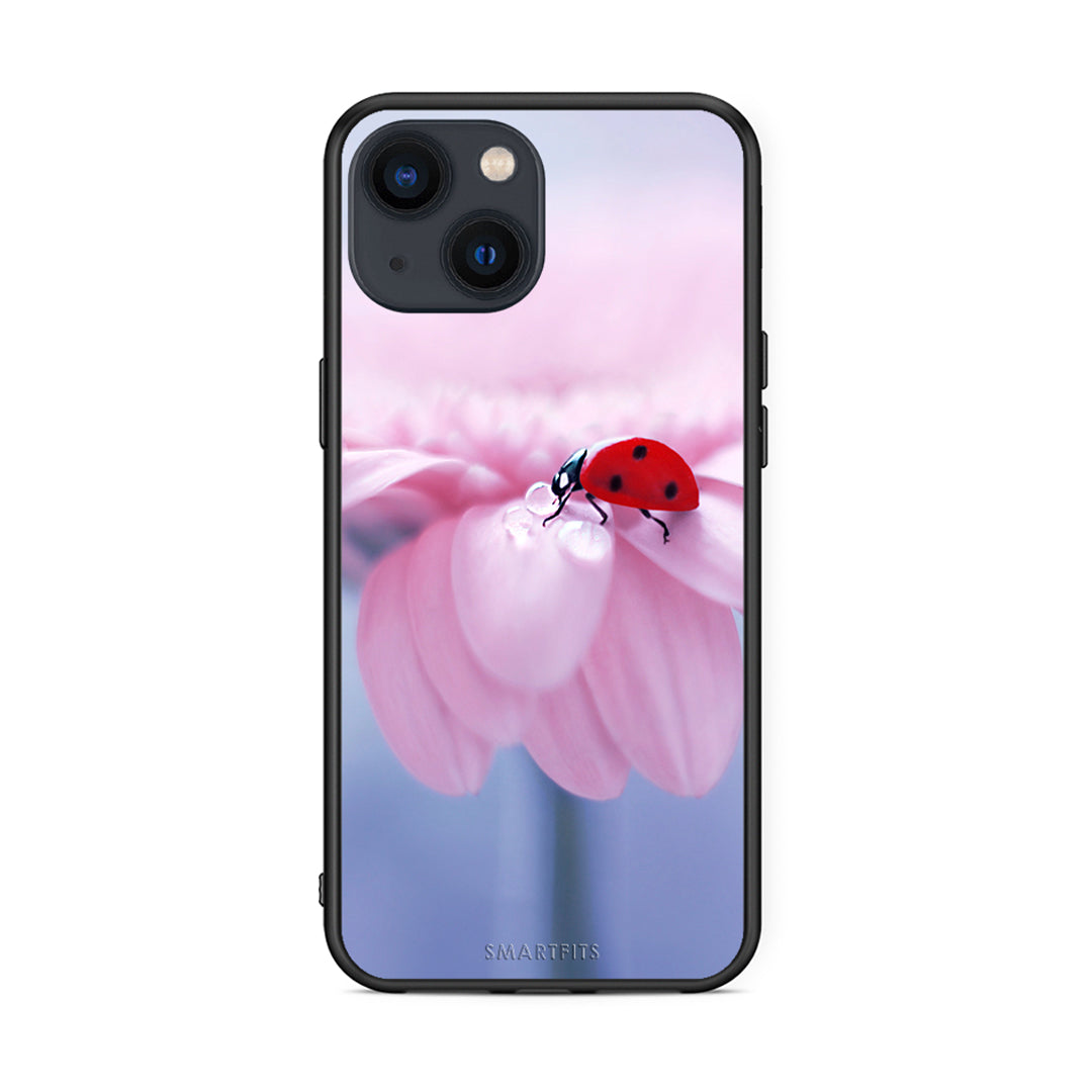 iPhone 13 Ladybug Flower θήκη από τη Smartfits με σχέδιο στο πίσω μέρος και μαύρο περίβλημα | Smartphone case with colorful back and black bezels by Smartfits