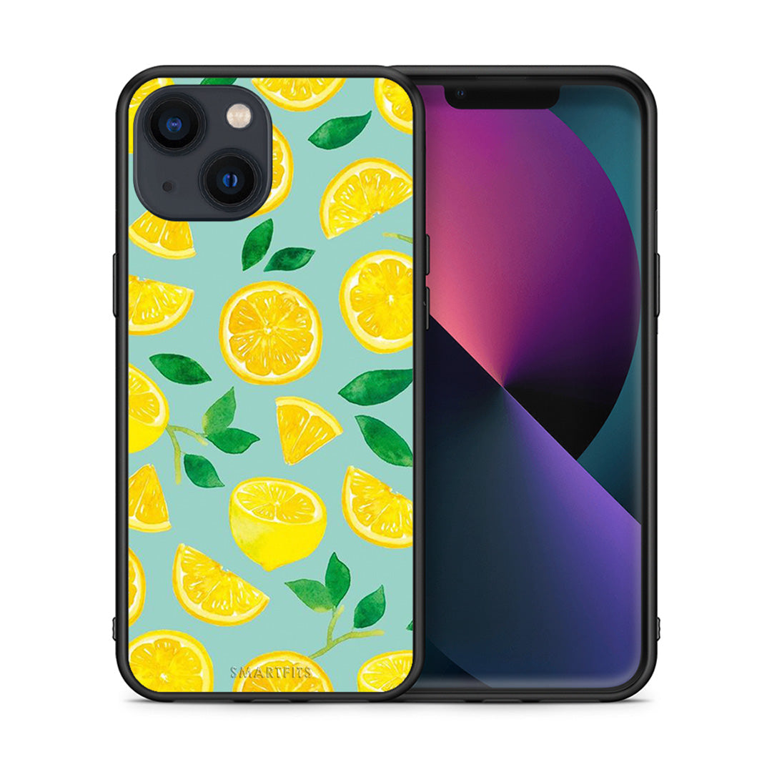 Θήκη iPhone 13 Lemons από τη Smartfits με σχέδιο στο πίσω μέρος και μαύρο περίβλημα | iPhone 13 Lemons case with colorful back and black bezels