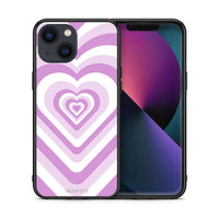 Thumbnail for Θήκη iPhone 13 Lilac Hearts από τη Smartfits με σχέδιο στο πίσω μέρος και μαύρο περίβλημα | iPhone 13 Lilac Hearts case with colorful back and black bezels