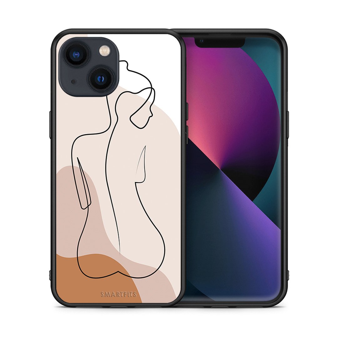 Θήκη iPhone 13 LineArt Woman από τη Smartfits με σχέδιο στο πίσω μέρος και μαύρο περίβλημα | iPhone 13 LineArt Woman case with colorful back and black bezels