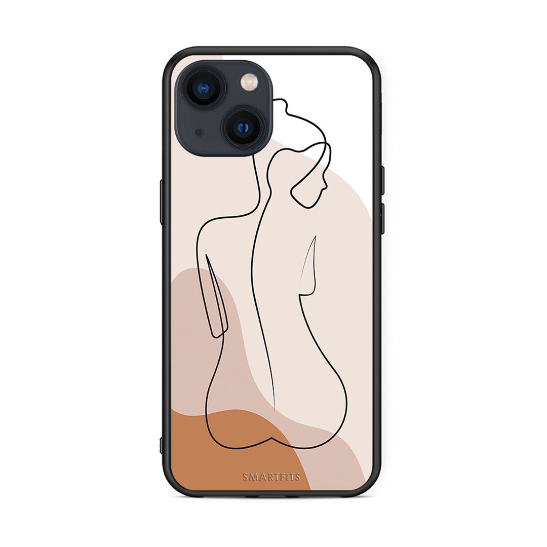 iPhone 13 LineArt Woman θήκη από τη Smartfits με σχέδιο στο πίσω μέρος και μαύρο περίβλημα | Smartphone case with colorful back and black bezels by Smartfits