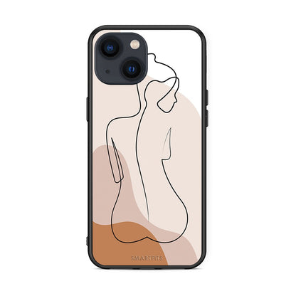 iPhone 13 LineArt Woman θήκη από τη Smartfits με σχέδιο στο πίσω μέρος και μαύρο περίβλημα | Smartphone case with colorful back and black bezels by Smartfits