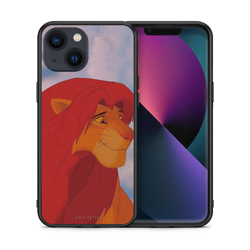 Θήκη Αγίου Βαλεντίνου iPhone 13 Mini Lion Love 1 από τη Smartfits με σχέδιο στο πίσω μέρος και μαύρο περίβλημα | iPhone 13 Mini Lion Love 1 case with colorful back and black bezels