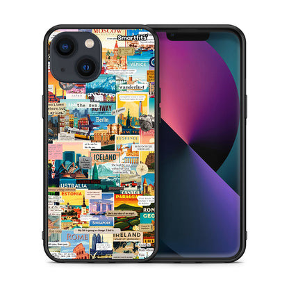 Θήκη iPhone 13 Mini Live To Travel από τη Smartfits με σχέδιο στο πίσω μέρος και μαύρο περίβλημα | iPhone 13 Mini Live To Travel case with colorful back and black bezels