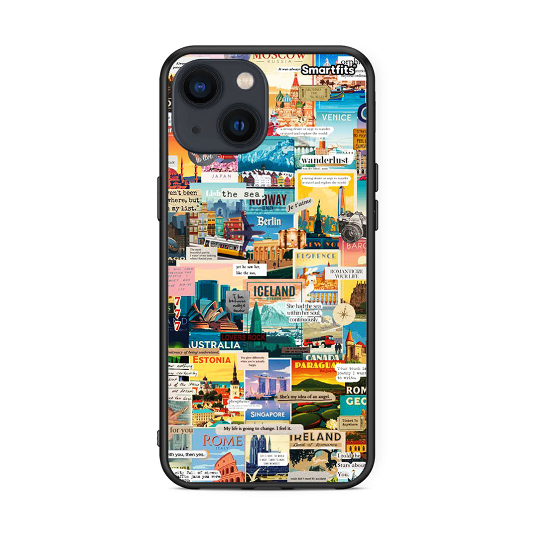 iPhone 13 Live To Travel θήκη από τη Smartfits με σχέδιο στο πίσω μέρος και μαύρο περίβλημα | Smartphone case with colorful back and black bezels by Smartfits