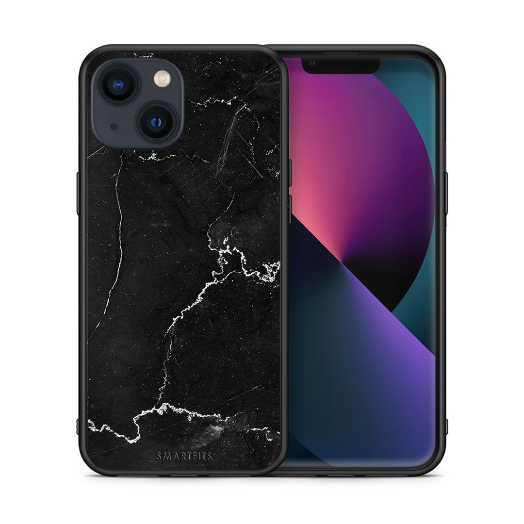 Θήκη iPhone 13 Mini Marble Black από τη Smartfits με σχέδιο στο πίσω μέρος και μαύρο περίβλημα | iPhone 13 Mini Marble Black case with colorful back and black bezels