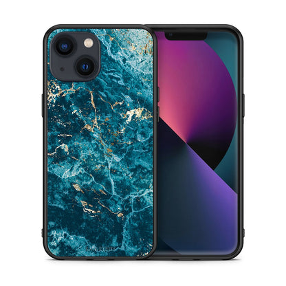 Θήκη iPhone 13 Mini Marble Blue από τη Smartfits με σχέδιο στο πίσω μέρος και μαύρο περίβλημα | iPhone 13 Mini Marble Blue case with colorful back and black bezels