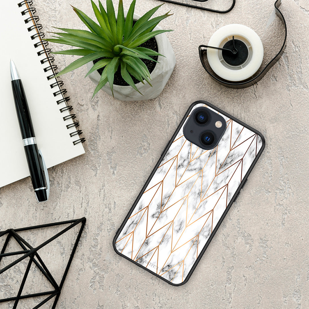 Marble Gold Geometric - iPhone 13 Mini θήκη