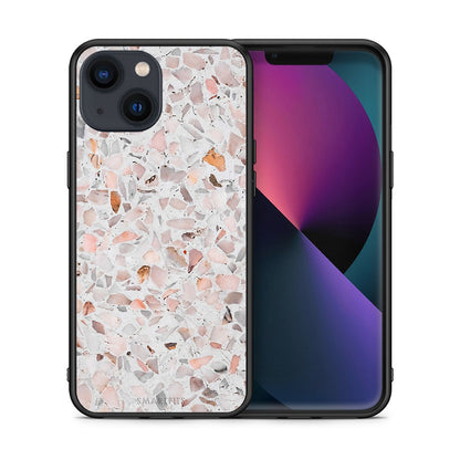 Θήκη iPhone 13 Mini Marble Terrazzo από τη Smartfits με σχέδιο στο πίσω μέρος και μαύρο περίβλημα | iPhone 13 Mini Marble Terrazzo case with colorful back and black bezels