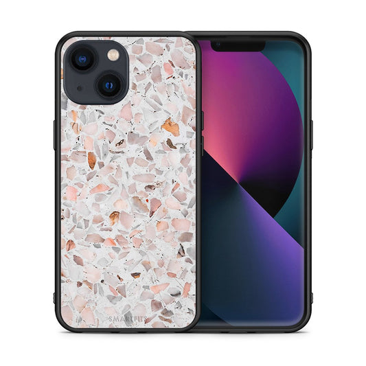 Θήκη iPhone 13 Marble Terrazzo από τη Smartfits με σχέδιο στο πίσω μέρος και μαύρο περίβλημα | iPhone 13 Marble Terrazzo case with colorful back and black bezels