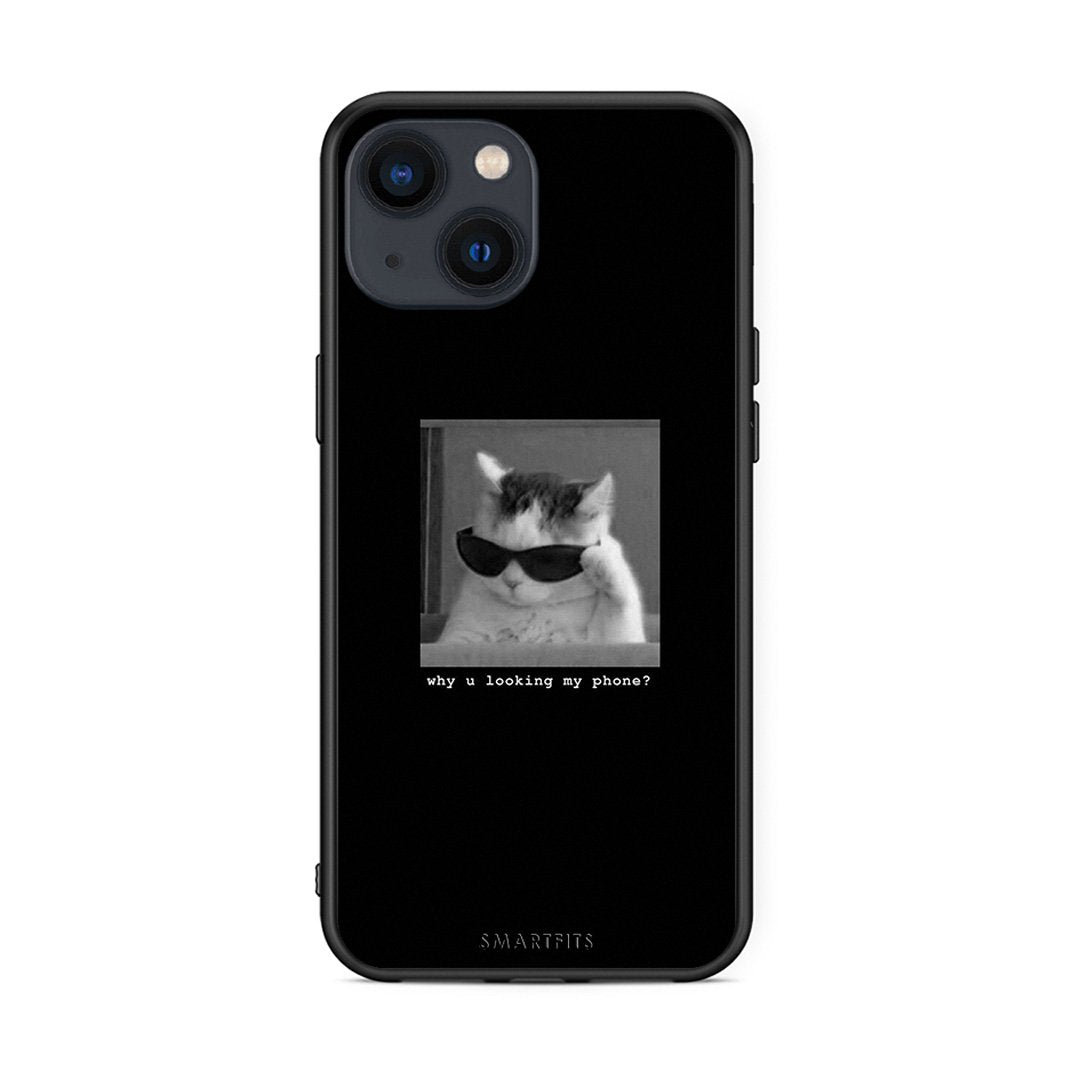 iPhone 13 Meme Cat θήκη από τη Smartfits με σχέδιο στο πίσω μέρος και μαύρο περίβλημα | Smartphone case with colorful back and black bezels by Smartfits