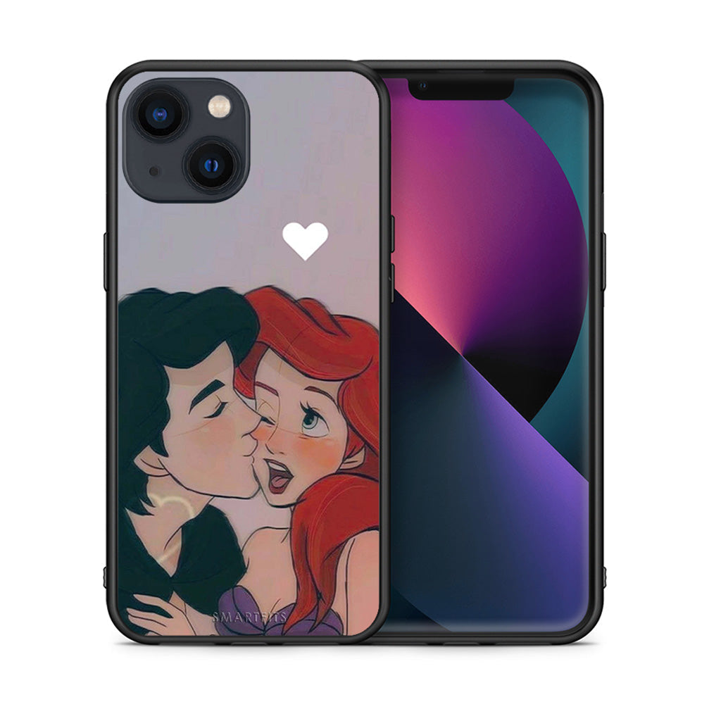 Θήκη Αγίου Βαλεντίνου iPhone 13 Mini Mermaid Love από τη Smartfits με σχέδιο στο πίσω μέρος και μαύρο περίβλημα | iPhone 13 Mini Mermaid Love case with colorful back and black bezels
