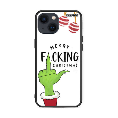 iPhone 13 Merry F Xmas θήκη από τη Smartfits με σχέδιο στο πίσω μέρος και μαύρο περίβλημα | Smartphone case with colorful back and black bezels by Smartfits