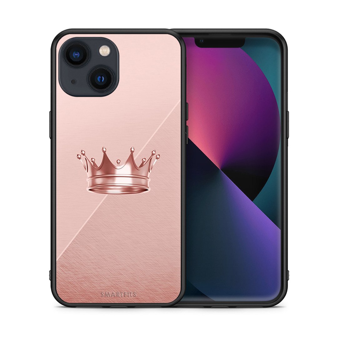 Θήκη iPhone 13 Mini Crown Minimal από τη Smartfits με σχέδιο στο πίσω μέρος και μαύρο περίβλημα | iPhone 13 Mini Crown Minimal case with colorful back and black bezels