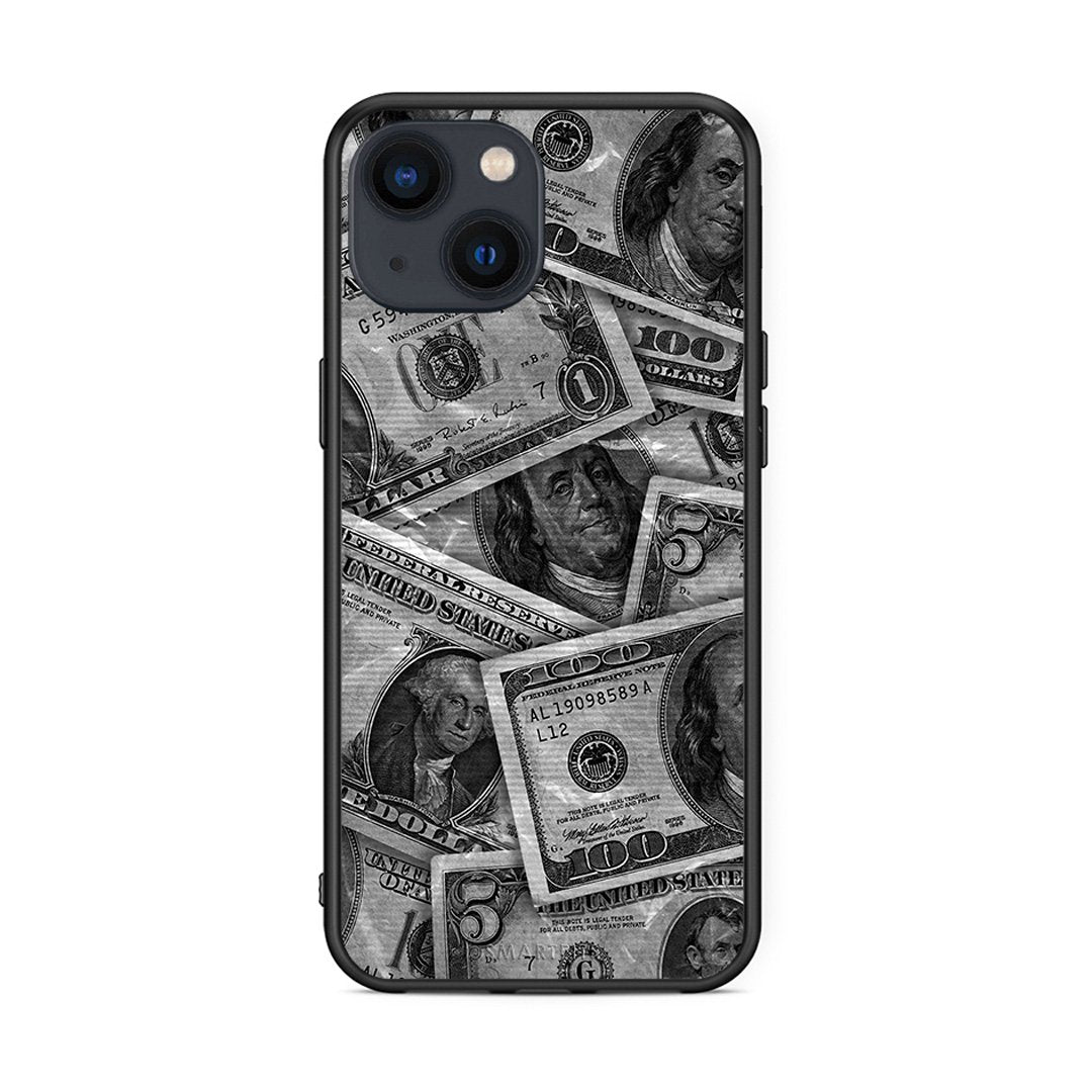 iPhone 13 Mini Money Dollars θήκη από τη Smartfits με σχέδιο στο πίσω μέρος και μαύρο περίβλημα | Smartphone case with colorful back and black bezels by Smartfits