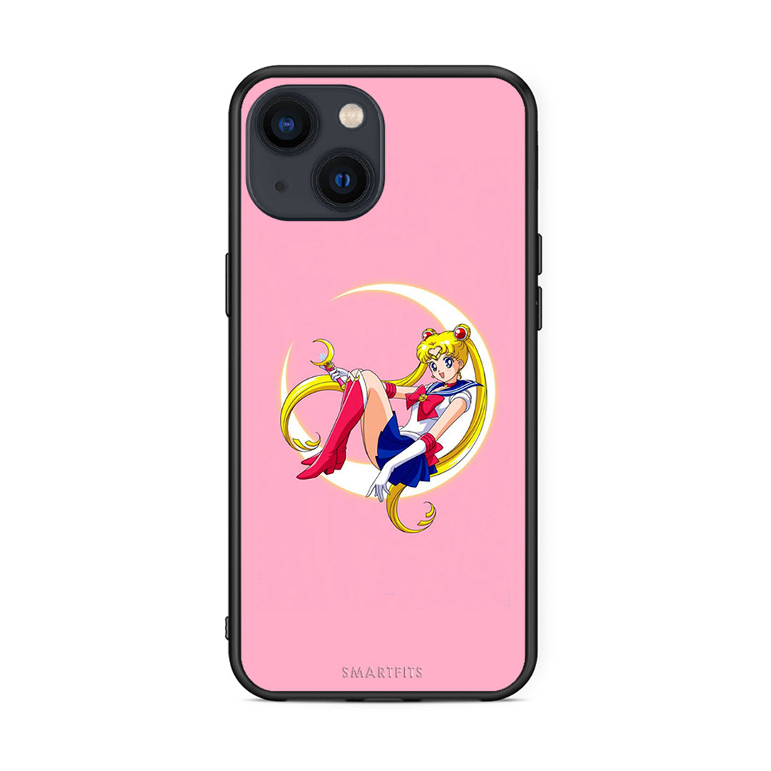 iPhone 13 Mini Moon Girl θήκη από τη Smartfits με σχέδιο στο πίσω μέρος και μαύρο περίβλημα | Smartphone case with colorful back and black bezels by Smartfits