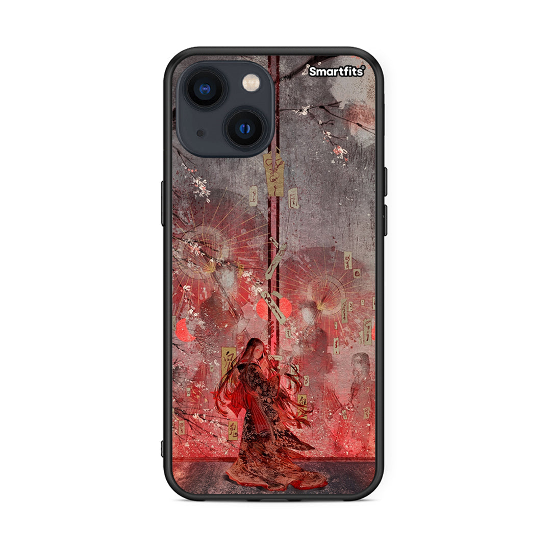 iPhone 13 Mini Nezuko Kamado θήκη από τη Smartfits με σχέδιο στο πίσω μέρος και μαύρο περίβλημα | Smartphone case with colorful back and black bezels by Smartfits