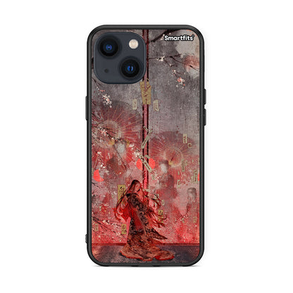 iPhone 13 Mini Nezuko Kamado θήκη από τη Smartfits με σχέδιο στο πίσω μέρος και μαύρο περίβλημα | Smartphone case with colorful back and black bezels by Smartfits