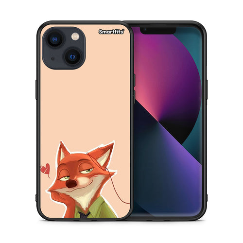 Θήκη iPhone 13 Nick Wilde And Judy Hopps Love 1 από τη Smartfits με σχέδιο στο πίσω μέρος και μαύρο περίβλημα | iPhone 13 Nick Wilde And Judy Hopps Love 1 case with colorful back and black bezels
