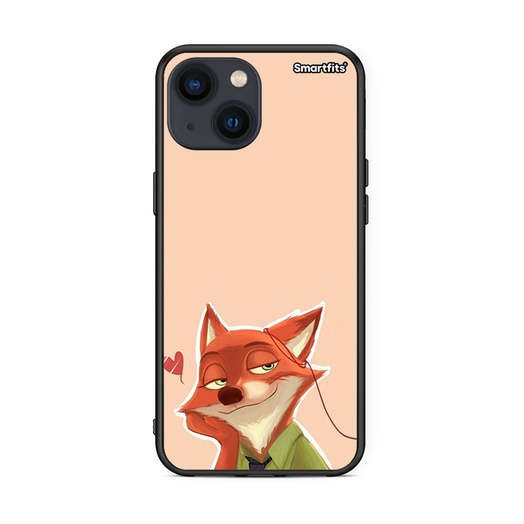 iPhone 13 Mini Nick Wilde And Judy Hopps Love 1 θήκη από τη Smartfits με σχέδιο στο πίσω μέρος και μαύρο περίβλημα | Smartphone case with colorful back and black bezels by Smartfits