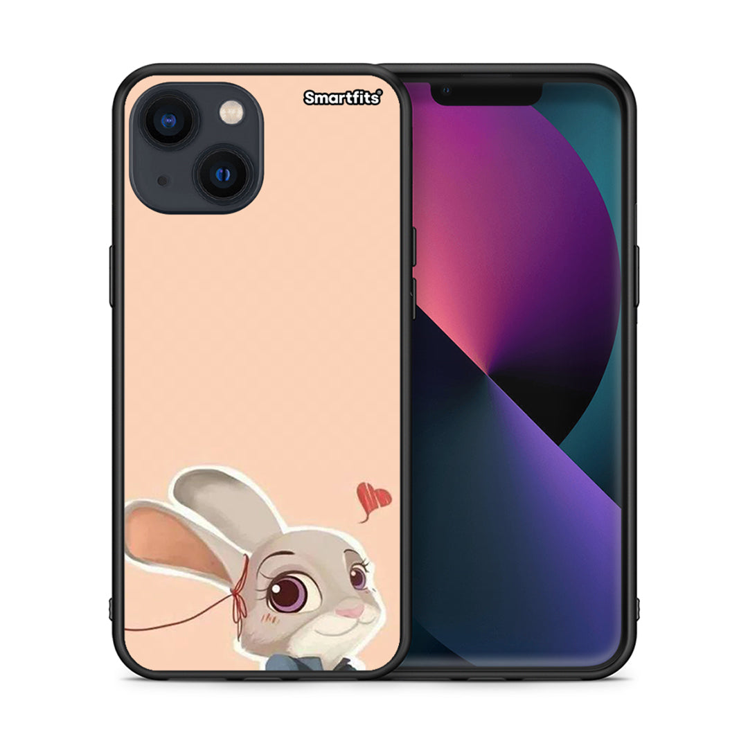 Θήκη iPhone 13 Mini Nick Wilde And Judy Hopps Love 2 από τη Smartfits με σχέδιο στο πίσω μέρος και μαύρο περίβλημα | iPhone 13 Mini Nick Wilde And Judy Hopps Love 2 case with colorful back and black bezels