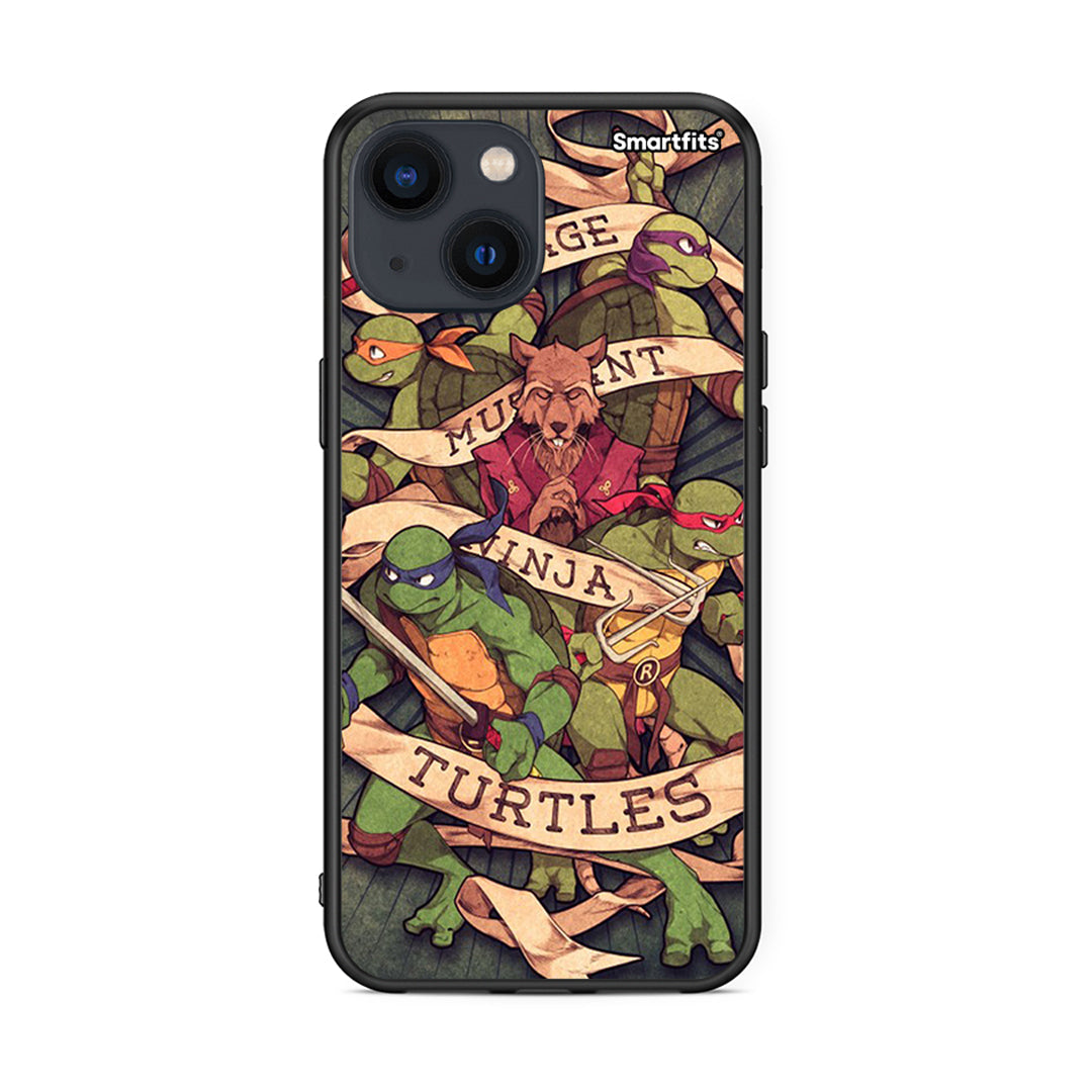 iPhone 13 Mini Ninja Turtles θήκη από τη Smartfits με σχέδιο στο πίσω μέρος και μαύρο περίβλημα | Smartphone case with colorful back and black bezels by Smartfits