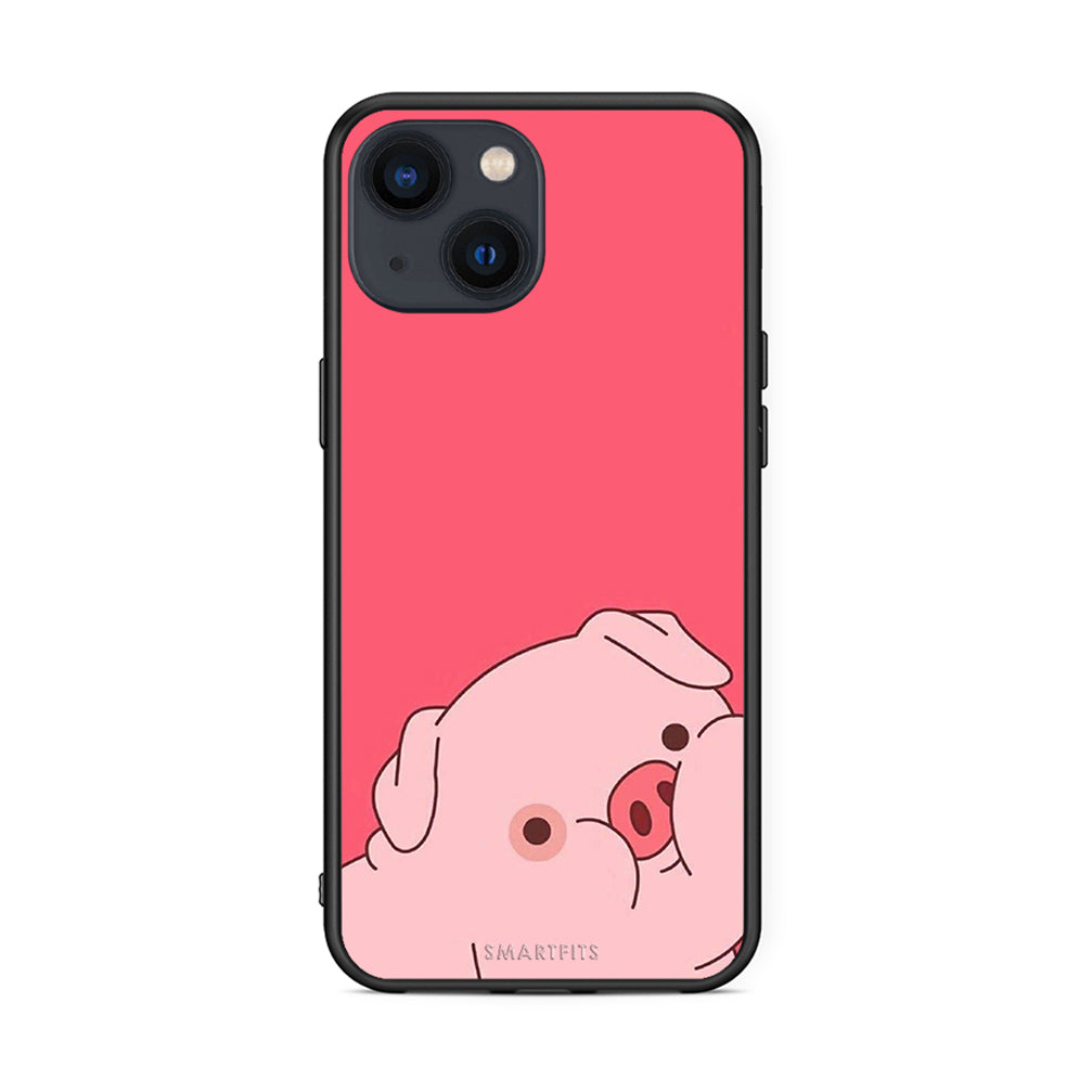 iPhone 13 Mini Pig Love 1 Θήκη Αγίου Βαλεντίνου από τη Smartfits με σχέδιο στο πίσω μέρος και μαύρο περίβλημα | Smartphone case with colorful back and black bezels by Smartfits