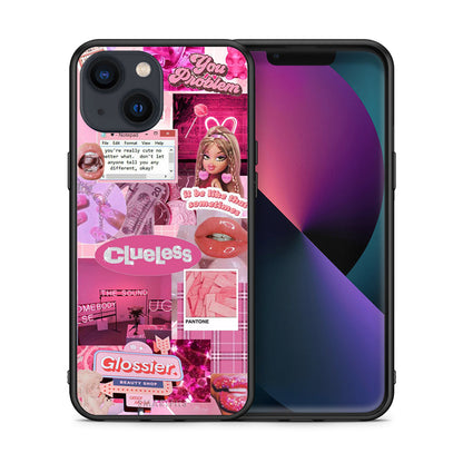 Θήκη Αγίου Βαλεντίνου iPhone 13 Pink Love από τη Smartfits με σχέδιο στο πίσω μέρος και μαύρο περίβλημα | iPhone 13 Pink Love case with colorful back and black bezels