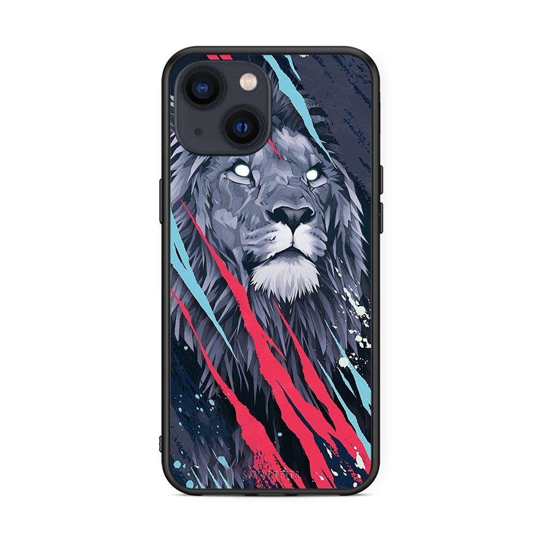 4 - iPhone 13 Mini Lion Designer PopArt case, cover, bumper