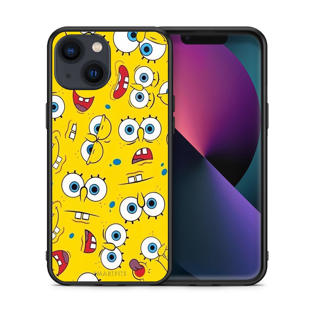 Θήκη iPhone 13 Mini Sponge PopArt από τη Smartfits με σχέδιο στο πίσω μέρος και μαύρο περίβλημα | iPhone 13 Mini Sponge PopArt case with colorful back and black bezels