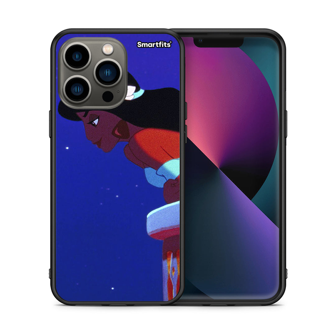 Θήκη iPhone 13 Pro Alladin And Jasmine Love 2 από τη Smartfits με σχέδιο στο πίσω μέρος και μαύρο περίβλημα | iPhone 13 Pro Alladin And Jasmine Love 2 case with colorful back and black bezels