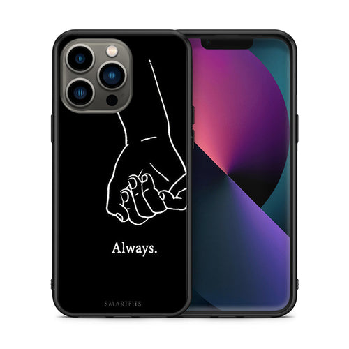 Θήκη Αγίου Βαλεντίνου iPhone 13 Pro Always & Forever 1 από τη Smartfits με σχέδιο στο πίσω μέρος και μαύρο περίβλημα | iPhone 13 Pro Always & Forever 1 case with colorful back and black bezels