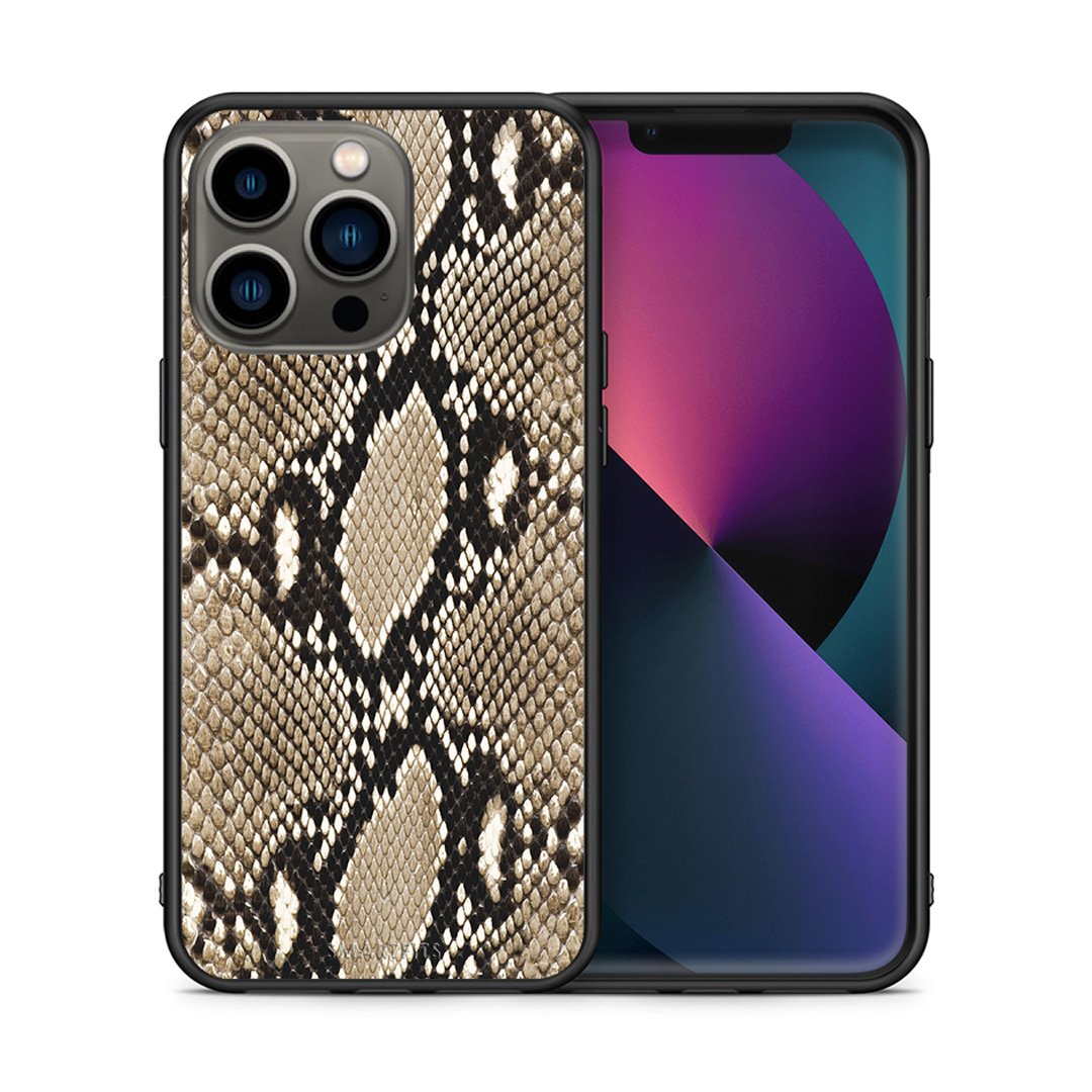 Θήκη iPhone 13 Pro Fashion Snake Animal από τη Smartfits με σχέδιο στο πίσω μέρος και μαύρο περίβλημα | iPhone 13 Pro Fashion Snake Animal case with colorful back and black bezels