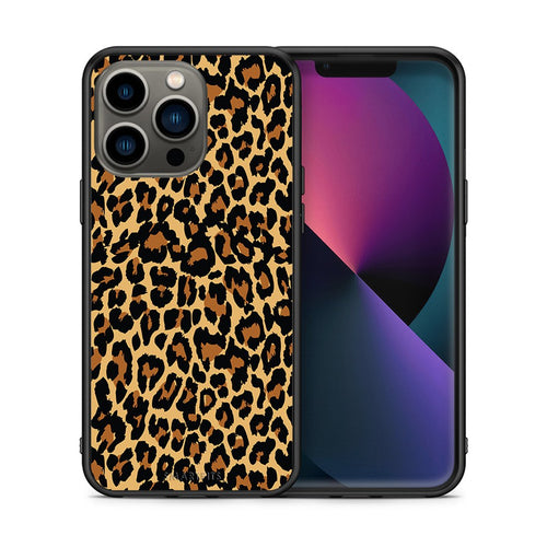 Θήκη iPhone 13 Pro Leopard Animal από τη Smartfits με σχέδιο στο πίσω μέρος και μαύρο περίβλημα | iPhone 13 Pro Leopard Animal case with colorful back and black bezels