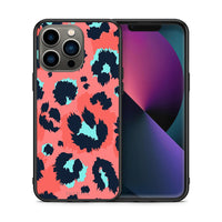 Thumbnail for Θήκη iPhone 13 Pro Pink Leopard Animal από τη Smartfits με σχέδιο στο πίσω μέρος και μαύρο περίβλημα | iPhone 13 Pro Pink Leopard Animal case with colorful back and black bezels