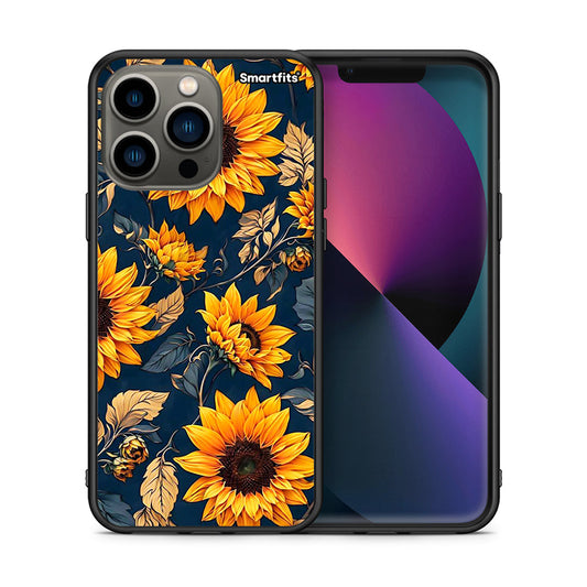Θήκη iPhone 13 Pro Autumn Sunflowers από τη Smartfits με σχέδιο στο πίσω μέρος και μαύρο περίβλημα | iPhone 13 Pro Autumn Sunflowers case with colorful back and black bezels