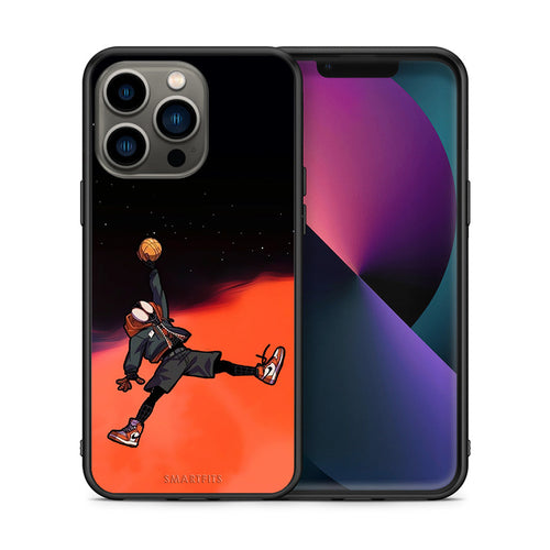Θήκη iPhone 13 Pro Basketball Hero από τη Smartfits με σχέδιο στο πίσω μέρος και μαύρο περίβλημα | iPhone 13 Pro Basketball Hero case with colorful back and black bezels