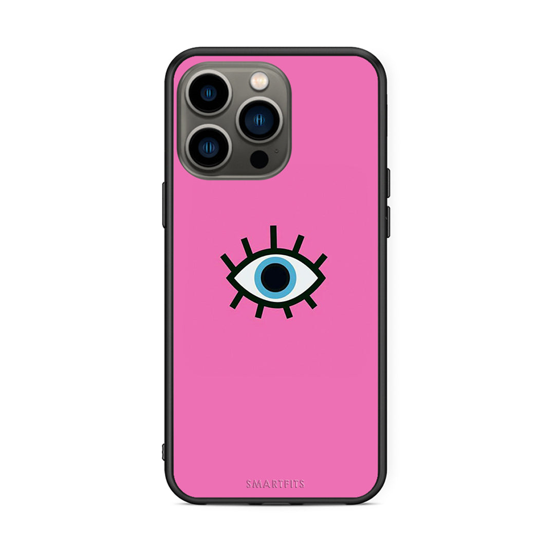 iPhone 13 Pro Blue Eye Pink θήκη από τη Smartfits με σχέδιο στο πίσω μέρος και μαύρο περίβλημα | Smartphone case with colorful back and black bezels by Smartfits
