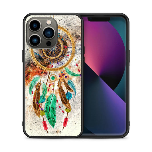 Θήκη iPhone 13 Pro DreamCatcher Boho από τη Smartfits με σχέδιο στο πίσω μέρος και μαύρο περίβλημα | iPhone 13 Pro DreamCatcher Boho case with colorful back and black bezels