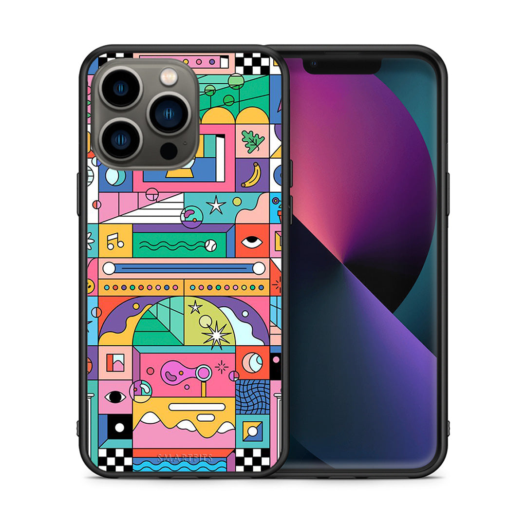 Θήκη iPhone 13 Pro Bubbles Soap από τη Smartfits με σχέδιο στο πίσω μέρος και μαύρο περίβλημα | iPhone 13 Pro Bubbles Soap case with colorful back and black bezels