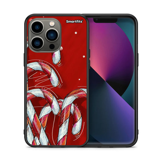 Θήκη iPhone 13 Pro Candy Cane από τη Smartfits με σχέδιο στο πίσω μέρος και μαύρο περίβλημα | iPhone 13 Pro Candy Cane case with colorful back and black bezels