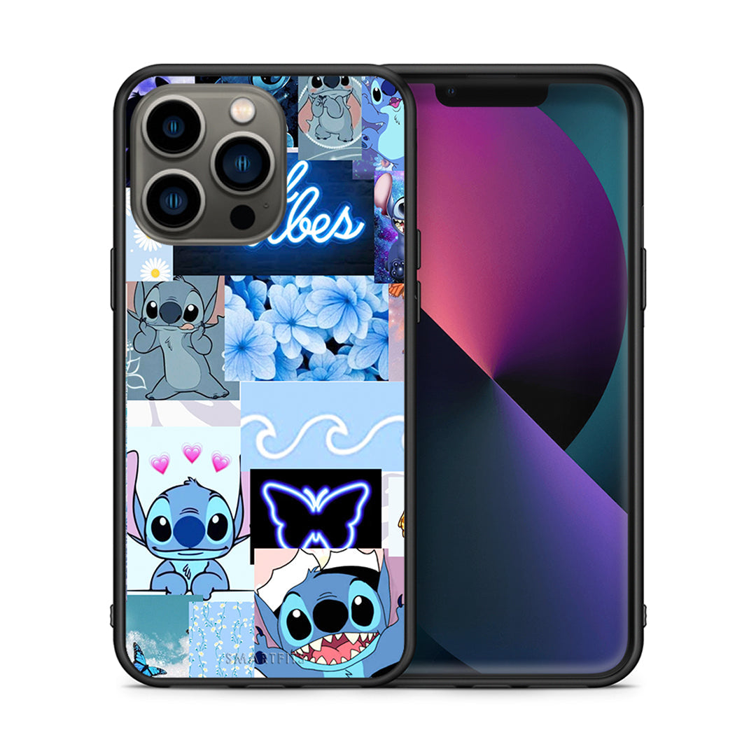 Θήκη Αγίου Βαλεντίνου iPhone 13 Pro Collage Good Vibes από τη Smartfits με σχέδιο στο πίσω μέρος και μαύρο περίβλημα | iPhone 13 Pro Collage Good Vibes case with colorful back and black bezels