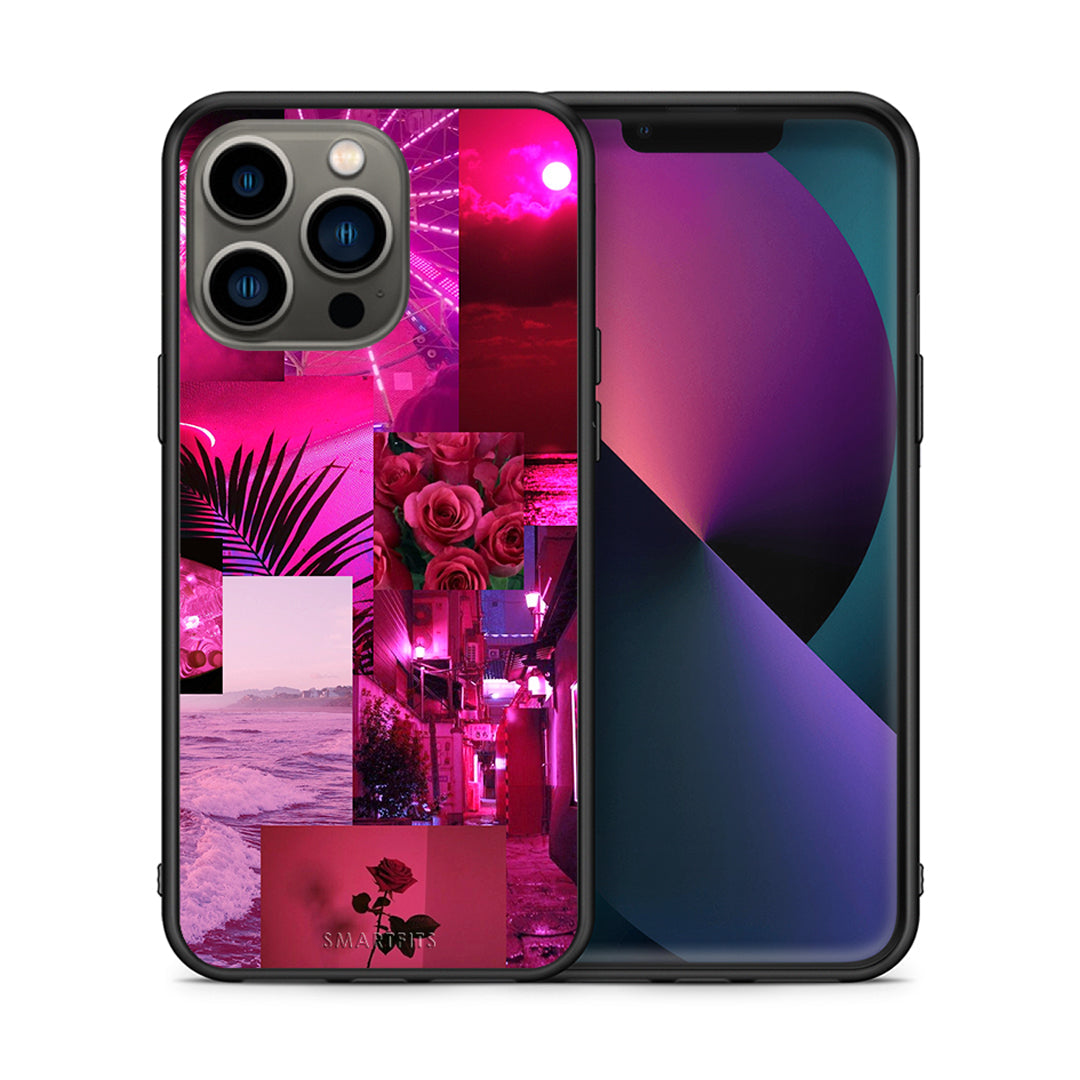 Θήκη Αγίου Βαλεντίνου iPhone 13 Pro Collage Red Roses από τη Smartfits με σχέδιο στο πίσω μέρος και μαύρο περίβλημα | iPhone 13 Pro Collage Red Roses case with colorful back and black bezels