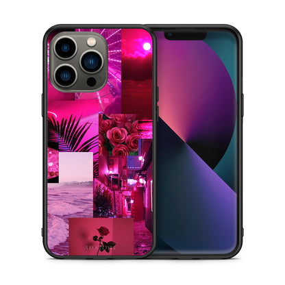 Θήκη Αγίου Βαλεντίνου iPhone 13 Pro Collage Red Roses από τη Smartfits με σχέδιο στο πίσω μέρος και μαύρο περίβλημα | iPhone 13 Pro Collage Red Roses case with colorful back and black bezels