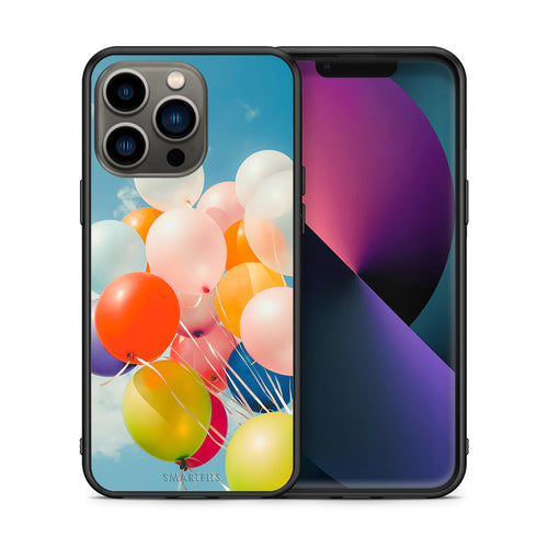 Θήκη iPhone 13 Pro Colorful Balloons από τη Smartfits με σχέδιο στο πίσω μέρος και μαύρο περίβλημα | iPhone 13 Pro Colorful Balloons case with colorful back and black bezels